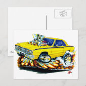 1968-71 Dodge Dart Yellow Car Briefkaart (Voorkant / Achterkant)