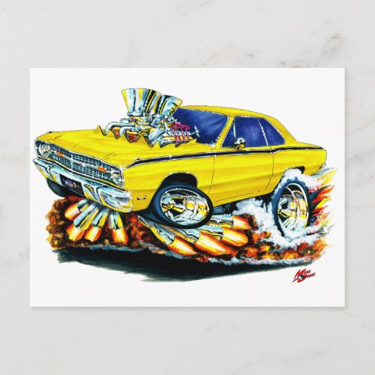 1968-71 Dodge Dart Yellow Car Briefkaart (Voorkant)