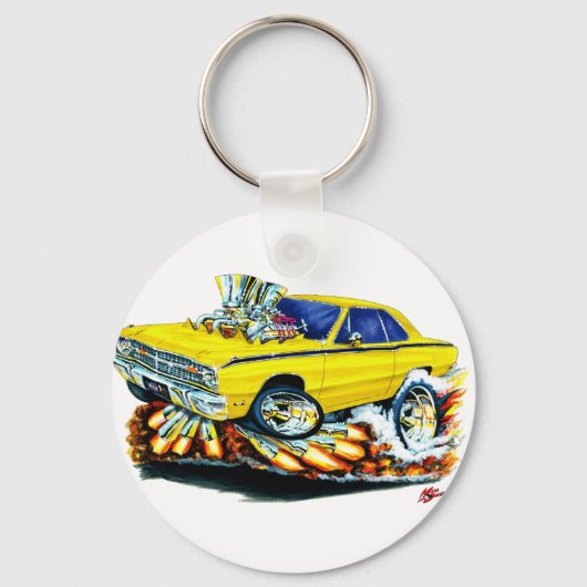 1968-71 Dodge Dart Yellow Car Sleutelhanger (Voorkant)