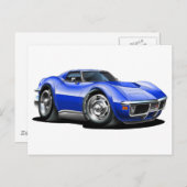 1968-72 Corvette Blue Car Briefkaart (Voorkant / Achterkant)