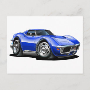 1968-72 Corvette Blue Car Briefkaart