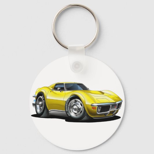 1968-72 Corvette gele auto Sleutelhanger (Voorkant)