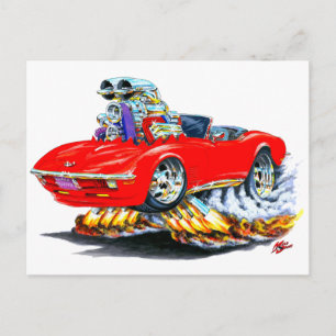 1968-72 Corvette Red Convertible Briefkaart