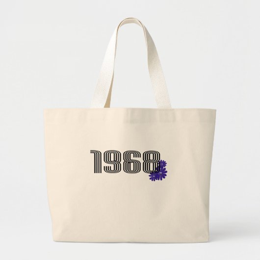 1968 Bloemkracht Vredesbord Hippie Paarse Grote Tote Bag (Voorkant)