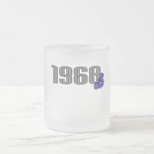 1968 Bloemkracht Vredesbord Hippie Paarse Matglas Koffiemok (Center)