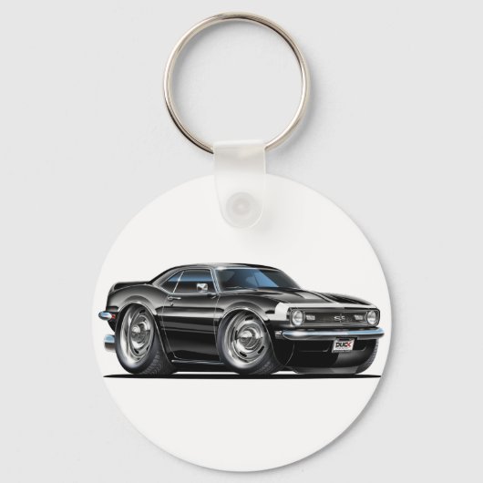 1968 Camaro Black-White Car Sleutelhanger (Voorkant)