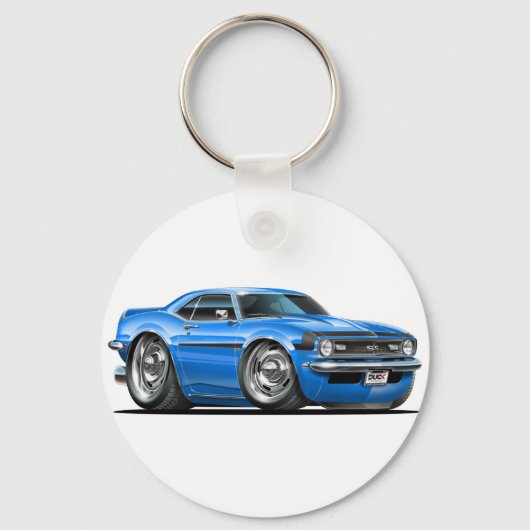 1968 Camaro Blue-Black Car Sleutelhanger (Voorkant)