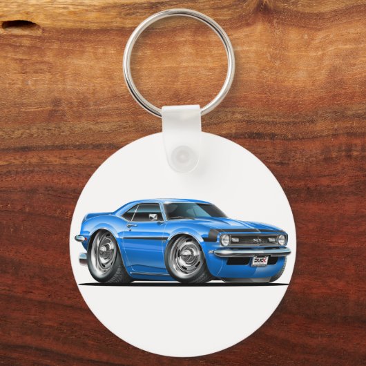 1968 Camaro Blue-Black Car Sleutelhanger (Voorkant)