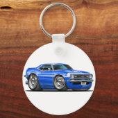 1968 Camaro Blue-White Car Sleutelhanger (Voorkant)