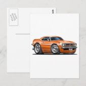 1968 Camaro - Oranje-witte auto Briefkaart (Voorkant / Achterkant)