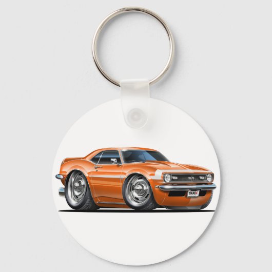 1968 Camaro - Oranje-witte auto Sleutelhanger (Voorkant)