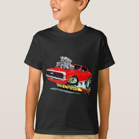 1968 Camaro Rood-Witte auto T-shirt (Voorkant)