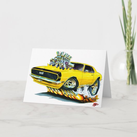 1968 Camaro Yellow-Black Car Kaart (Voorkant)