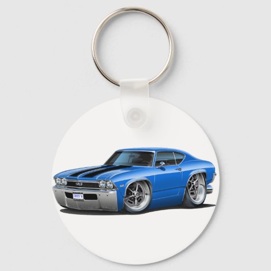 1968 Chevelle Blue-Black Car Sleutelhanger (Voorkant)