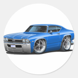 1968 Chevelle Blue Car Ronde Sticker
