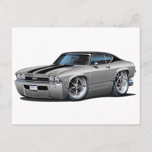 1968 Chevelle Silver-Black Stripes Briefkaart (Voorkant)