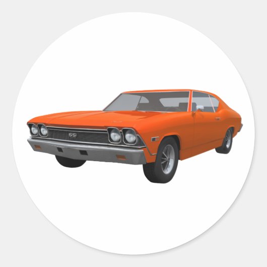 1968 Chevelle SS: Oranje finish Ronde Sticker (Voorkant)