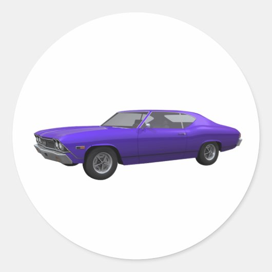 1968 Chevelle SS: Paarse finish Ronde Sticker (Voorkant)