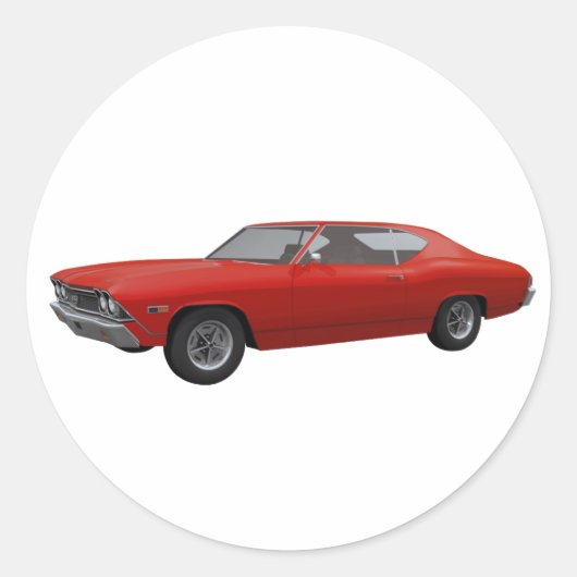 1968 Chevelle SS: Roodfinse Ronde Sticker (Voorkant)