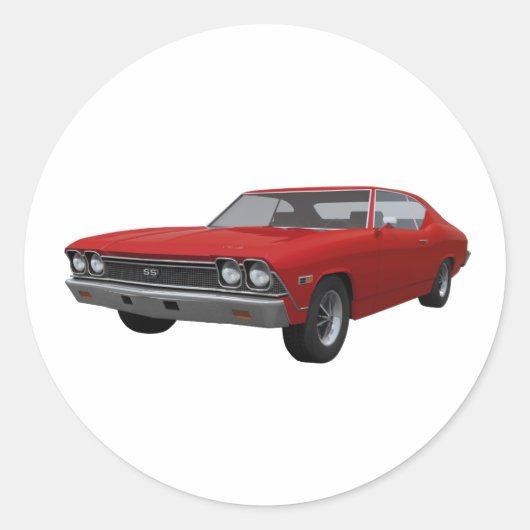 1968 Chevelle SS: Roodfinse Ronde Sticker (Voorkant)