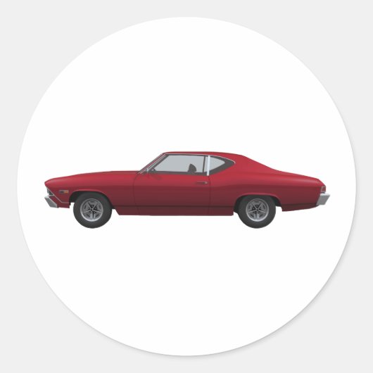 1968 Chevelle SS: Snoep Apple Finish Ronde Sticker (Voorkant)