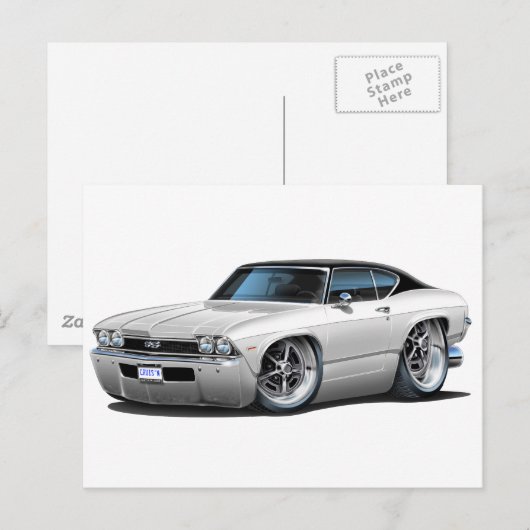 1968 Chevelle White Top Black Briefkaart (Voorkant / Achterkant)