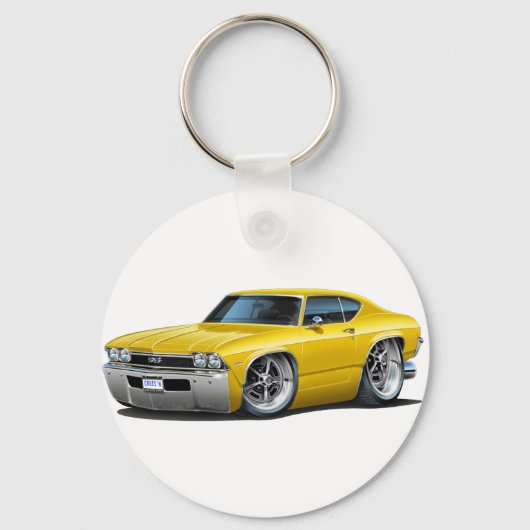 1968 Chevelle Yellow Car Sleutelhanger (Voorkant)