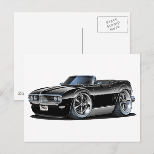 1968 Firebird Black Convertible Briefkaart (Voorkant / Achterkant)