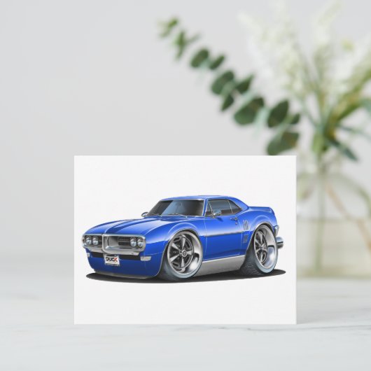 1968 Firebird Blue Car Briefkaart (Staand voorkant)