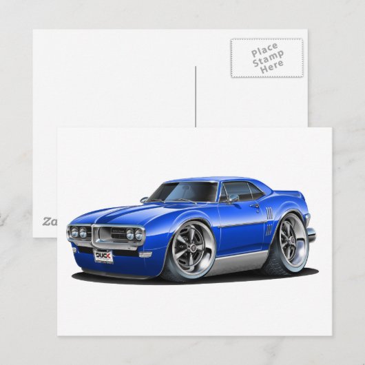 1968 Firebird Blue Car Briefkaart (Voorkant / Achterkant)