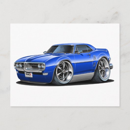 1968 Firebird Blue Car Briefkaart (Voorkant)