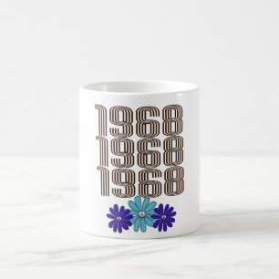 1968 Hippie Flower Power Vredesteken Aqua Paarse Koffiemok