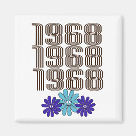1968 Hippie Flower Power Vredesteken Aqua Paarse Magneet