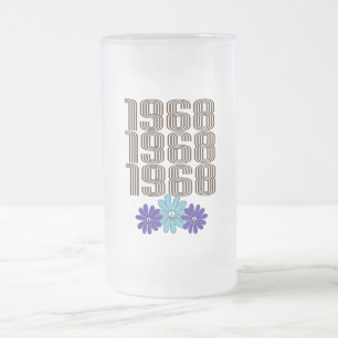 1968 Hippie Flower Power Vredesteken Aqua Paarse Matglas Bierpul