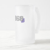 1968 Hippie Vredesbord Bloemkracht Paarse Matglas Bierpul (Voorkant rechts)