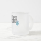 1968 Hippie Vredesteken Bloem Power Aqua Matglas Koffiemok (Voorkant rechts)