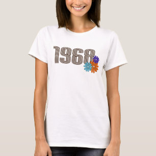1968 Hippie Vredesteken Bloem Sinaasappel Aqua Paa T-shirt