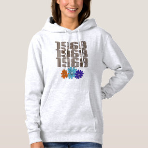 1968 Hippie Vredesteken Bloemen Sinaasappel Aqua P Hoodie