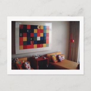 1968 Mod Hotel Bedroom Briefkaart