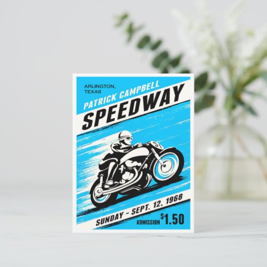 1968  motorfiets Speedway Briefkaart (Staand voorkant)