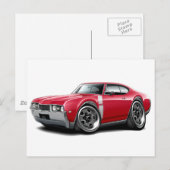 1968 Olds 442 Rood-witte auto Briefkaart (Voorkant / Achterkant)