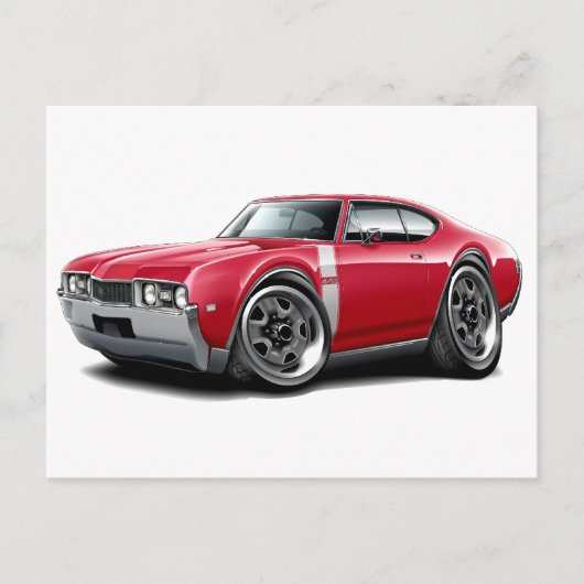 1968 Olds 442 Rood-witte auto Briefkaart (Voorkant)