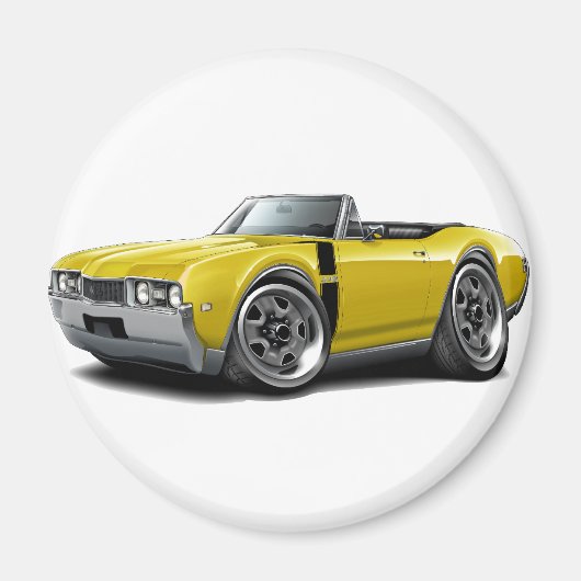 1968 Olds 442 Yellow-Black Convertible Magneet (Voorkant)