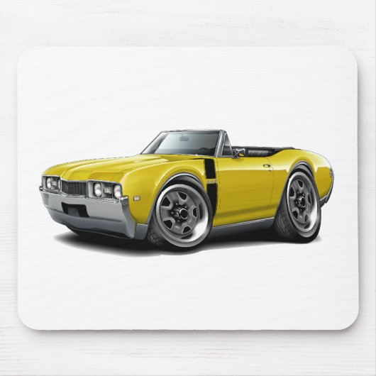 1968 Olds 442 Yellow-Black Convertible Muismat (Voorkant)