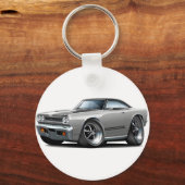1968 Plymouth GTX Silver-Black Hood Car Sleutelhanger (Voorkant)