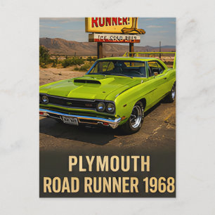1968 Plymouth Road Runner Vintage Amerikaanse Spie Briefkaart