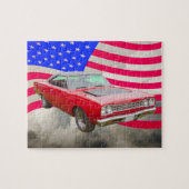 1968 Plymouth Roadrunner en de Amerikaanse vlag Legpuzzel (Horizontaal)