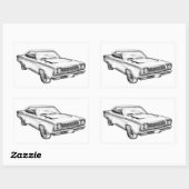 1968 Plymouth Roadrunner Muscle Car Illustration Rechthoekige Sticker (Vel)