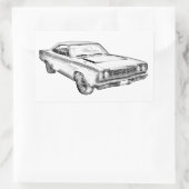 1968 Plymouth Roadrunner Muscle Car Illustration Rechthoekige Sticker (Tas)