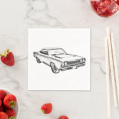 1968 Plymouth Roadrunner Muscle Car Illustration Servetten (Insitu)